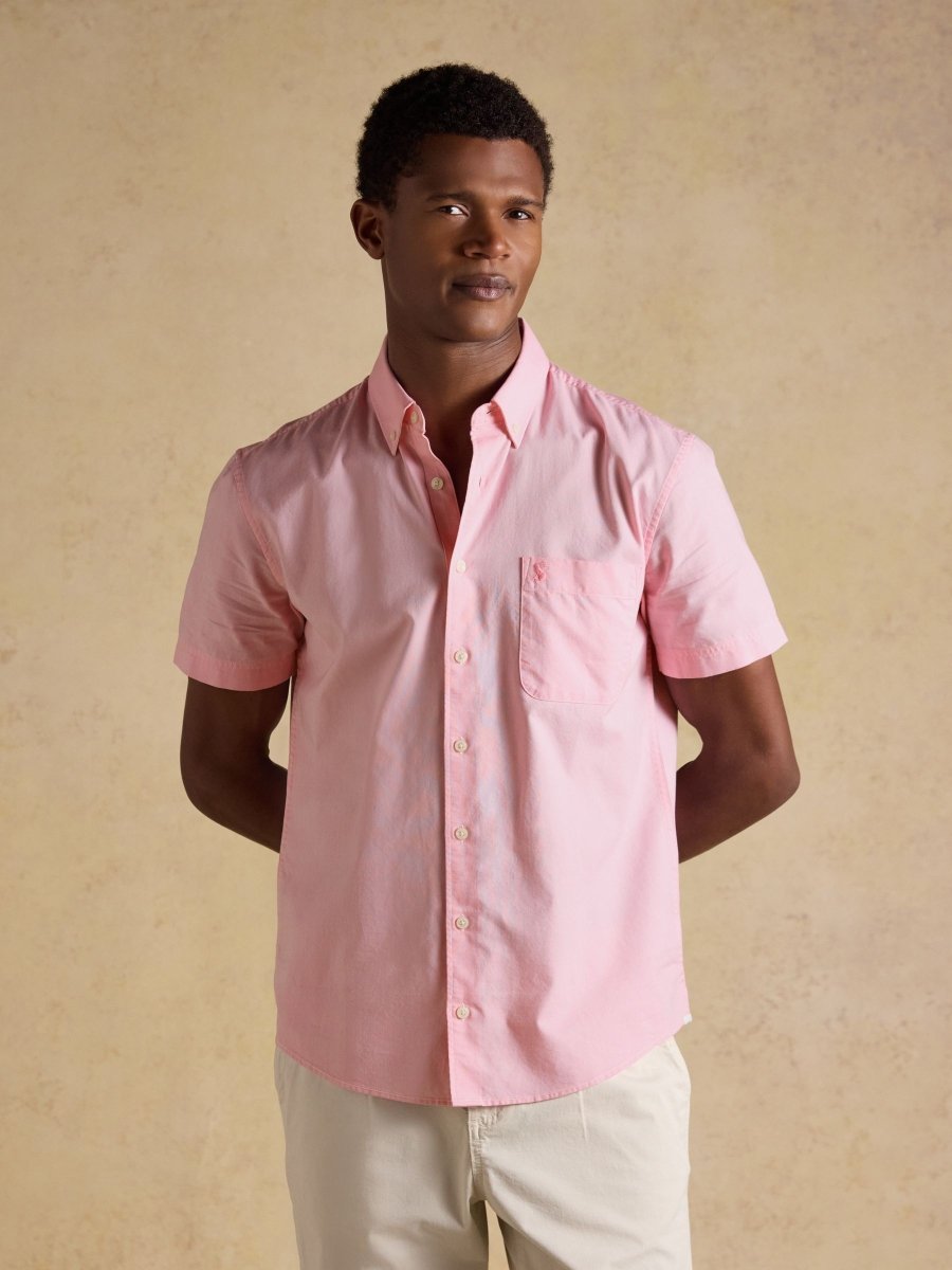Oxford Pink Short Sleeve Classic Fit Cotton Shirt - RUTHERFORD & Co