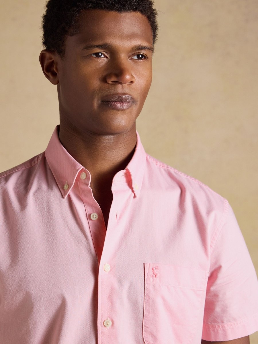Oxford Pink Short Sleeve Classic Fit Cotton Shirt - RUTHERFORD & Co