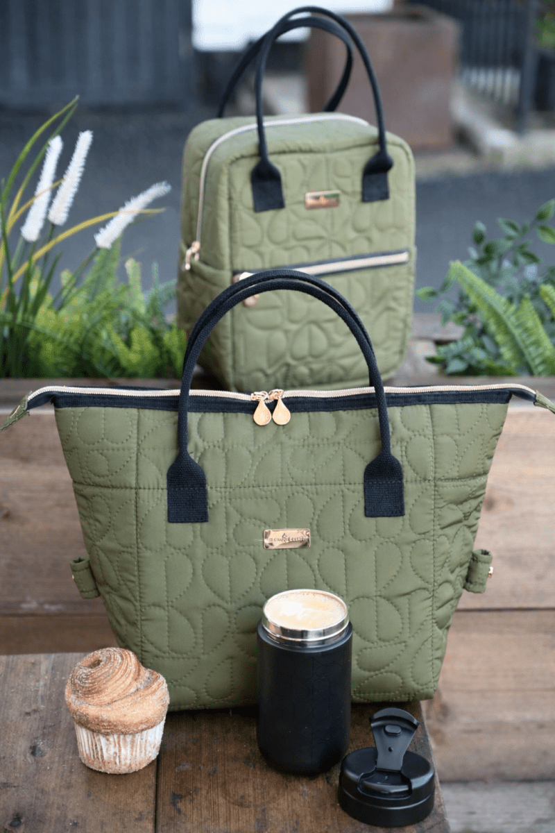 Oxford Quilted Convertible Lunch Bag Khaki - RUTHERFORD & Co