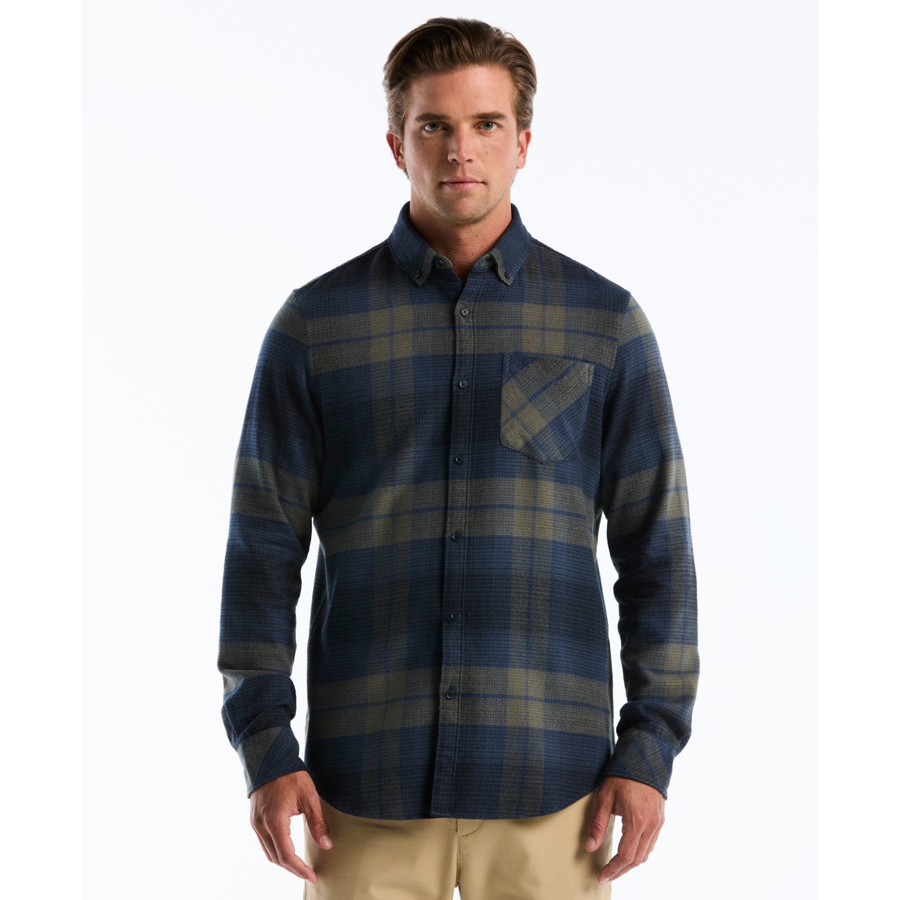 Lightweight Plaid Flannel Shirt In Sargasso Sea