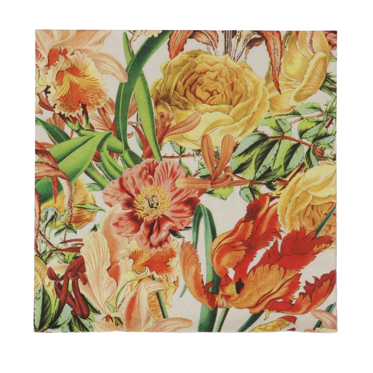 Pack/20 Paper Napkin 16cm – Orange Blooms - RUTHERFORD & Co