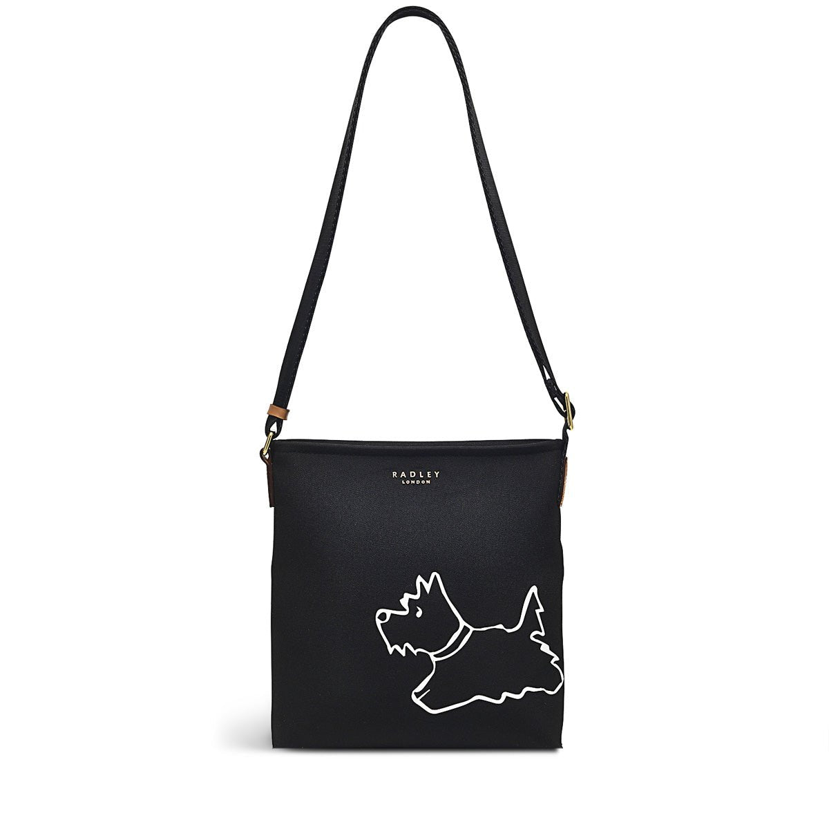 Palace Gardens Black Small Ziptop Crossbody - RUTHERFORD & Co
