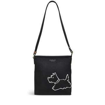 Palace Gardens Black Small Ziptop Crossbody - RUTHERFORD & Co