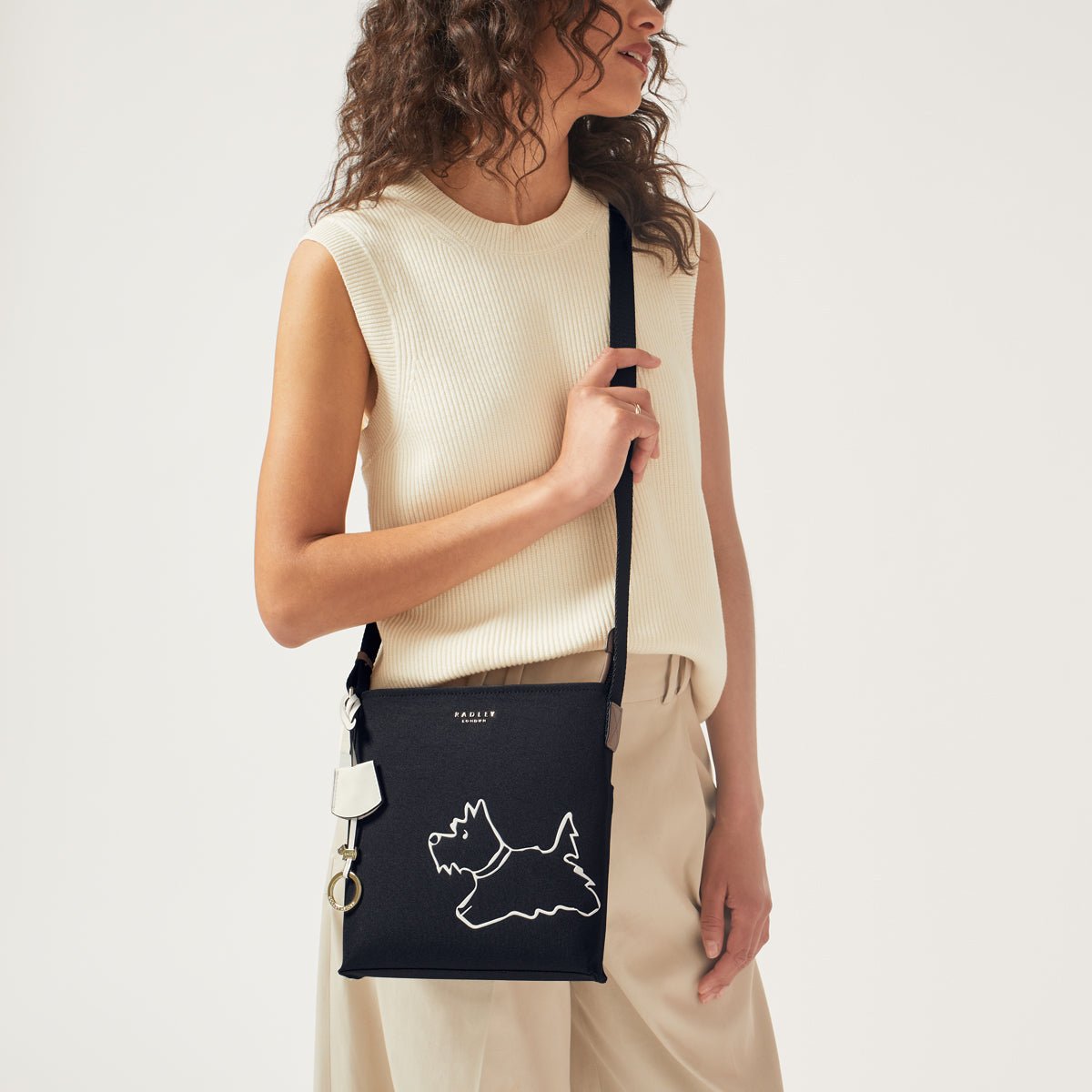 Palace Gardens Black Small Ziptop Crossbody - RUTHERFORD & Co