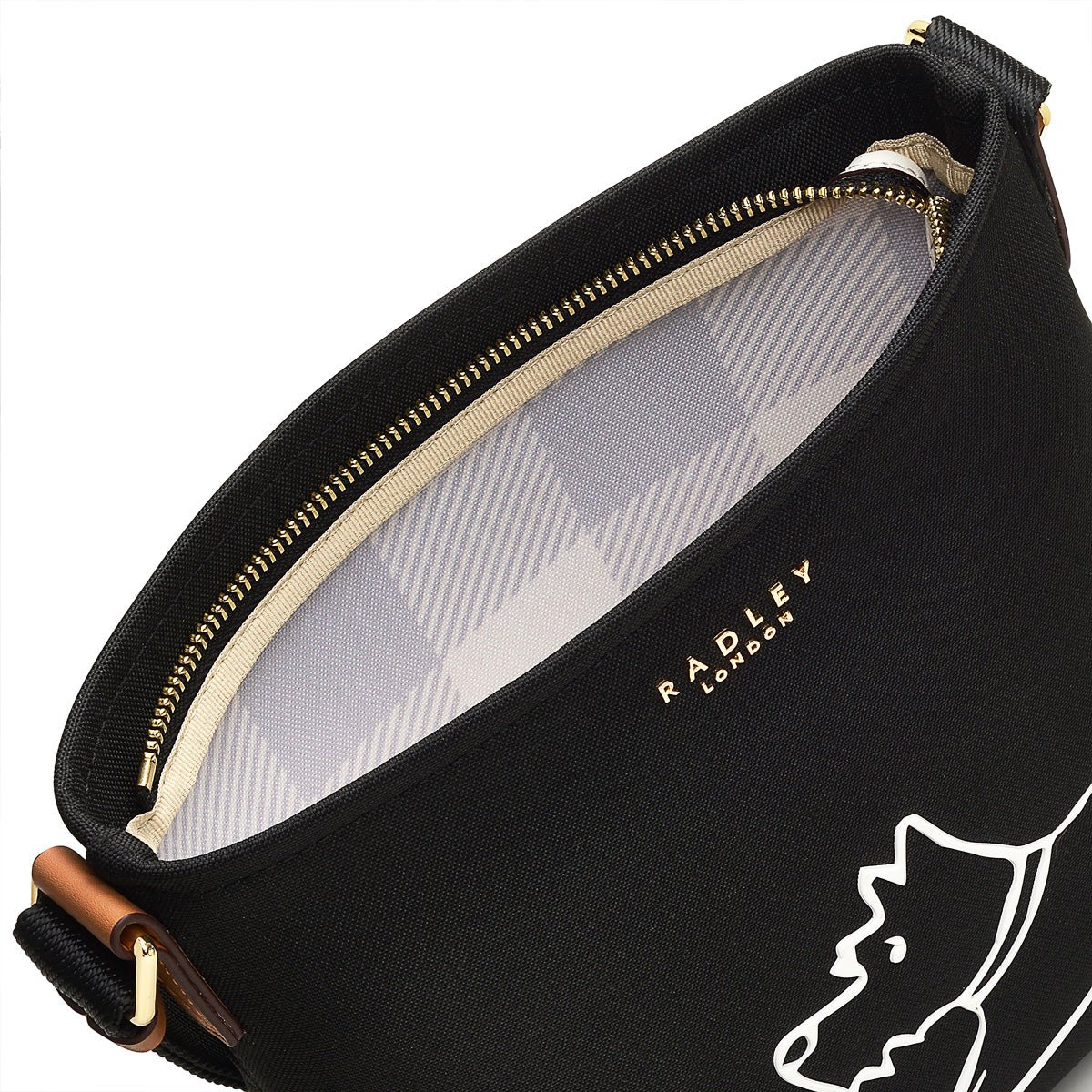 Palace Gardens Black Small Ziptop Crossbody - RUTHERFORD & Co