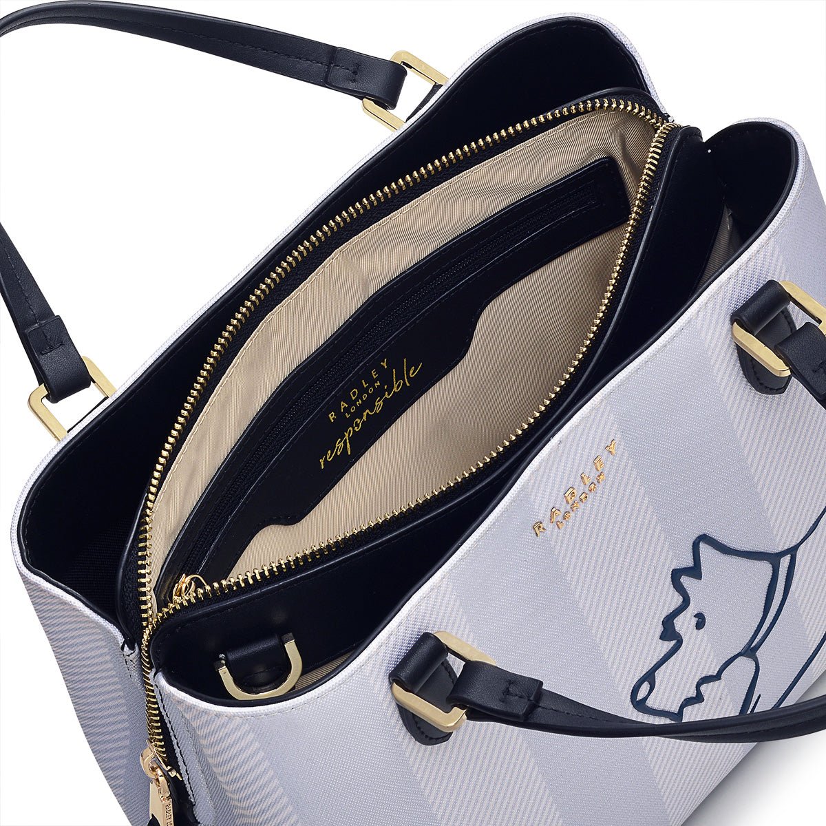 Palace Gardens - Stripe Chalk Medium Ziptop Multiway - RUTHERFORD & Co