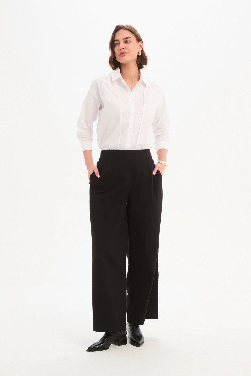 Panel Front Bind Shirt White - RUTHERFORD & Co