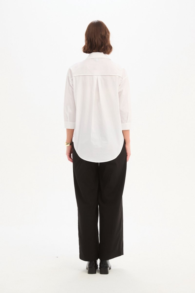 Panel Front Bind Shirt White - RUTHERFORD & Co