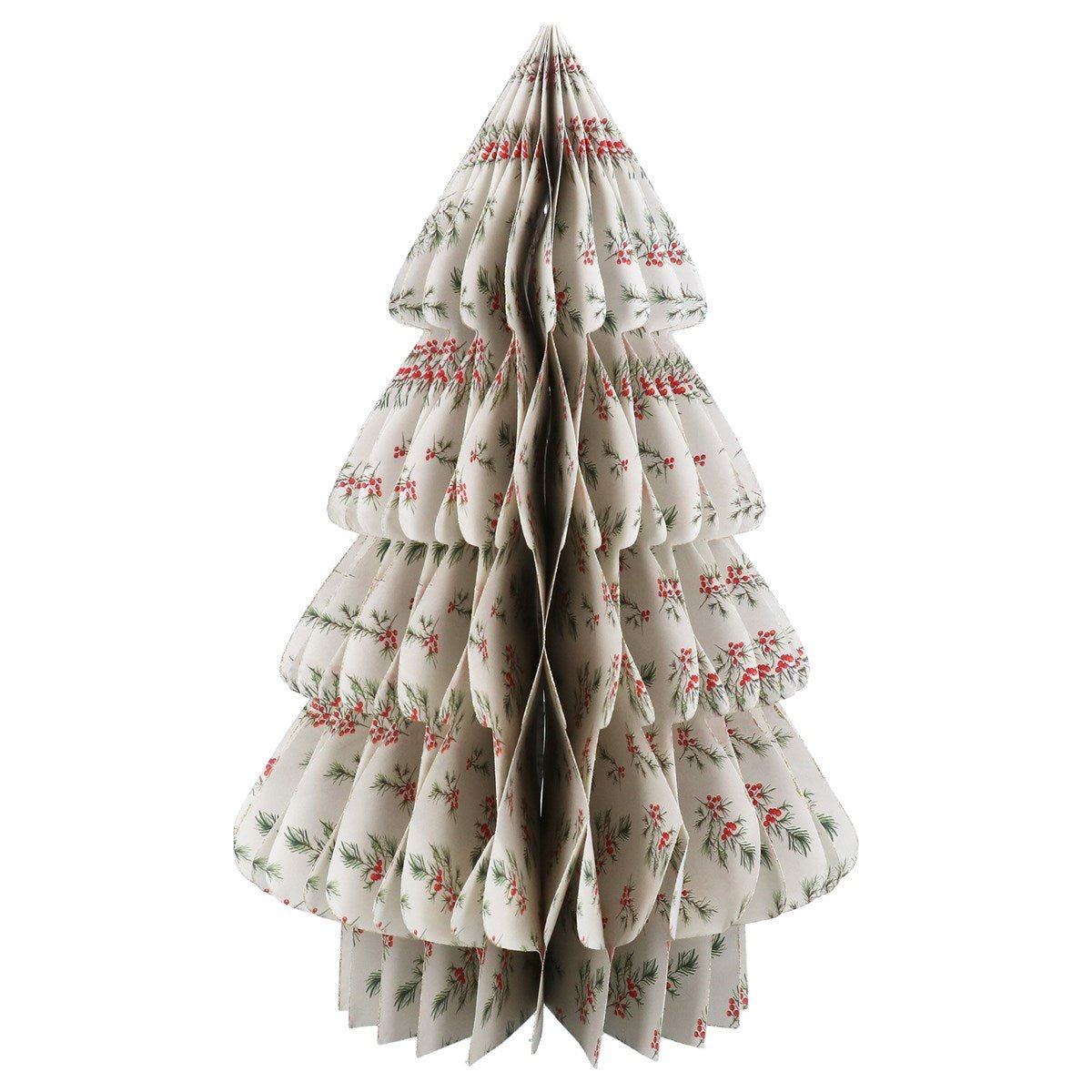 Paper Honeycomb Tree - White w Fir Red Berries - RUTHERFORD & Co