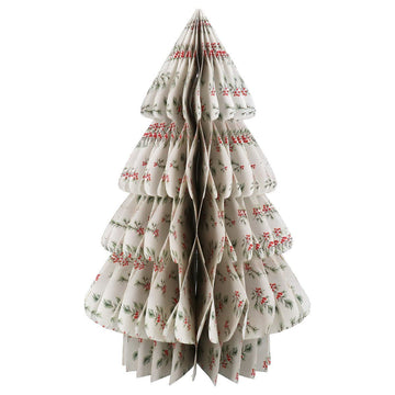 Paper Honeycomb Tree - White w Fir Red Berries - RUTHERFORD & Co