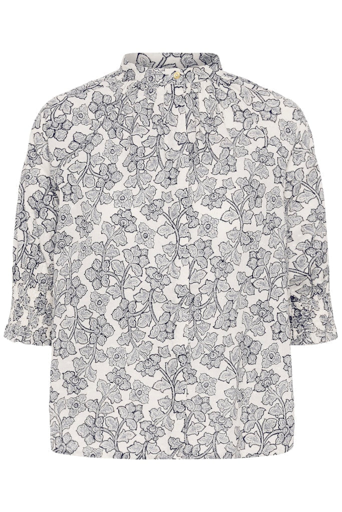 Part Two Almeras Shirt - Dark Navy Leaf Print - RUTHERFORD & Co