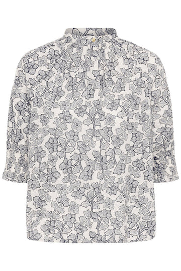 Part Two Almeras Shirt - Dark Navy Leaf Print - RUTHERFORD & Co