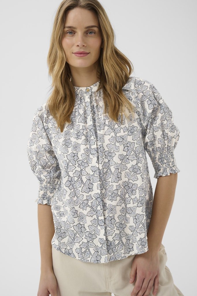 Part Two Almeras Shirt - Dark Navy Leaf Print - RUTHERFORD & Co
