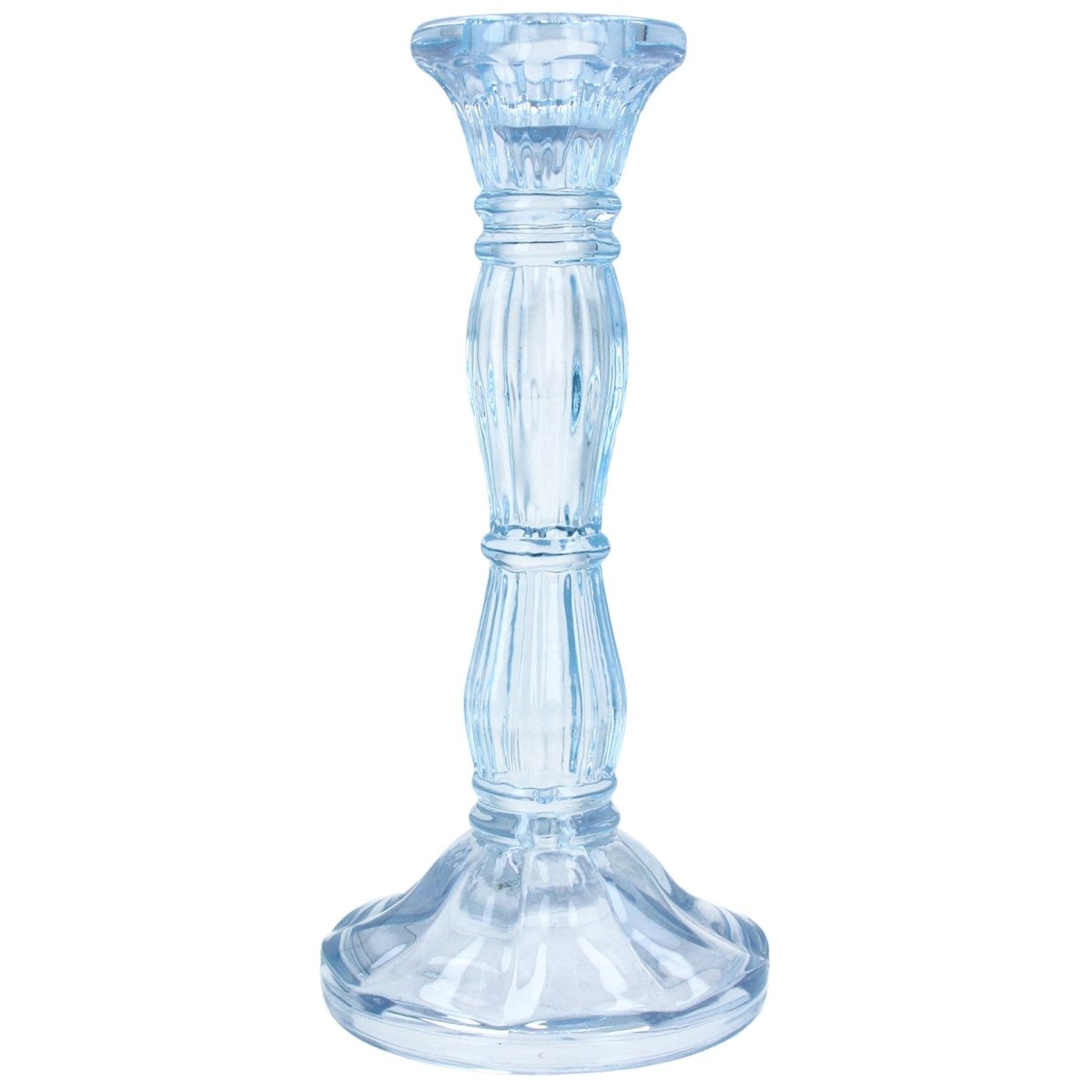 Pastel Blue Moulded Glass Candlestick - Medium - RUTHERFORD & Co