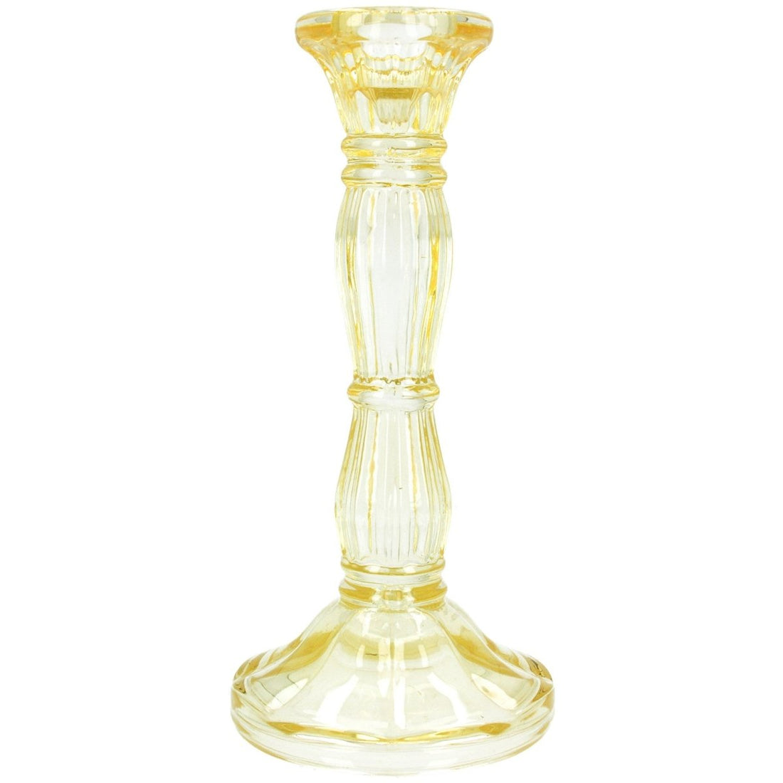 Pastel Yellow Moulded Glass Candlestick - Medium - RUTHERFORD & Co