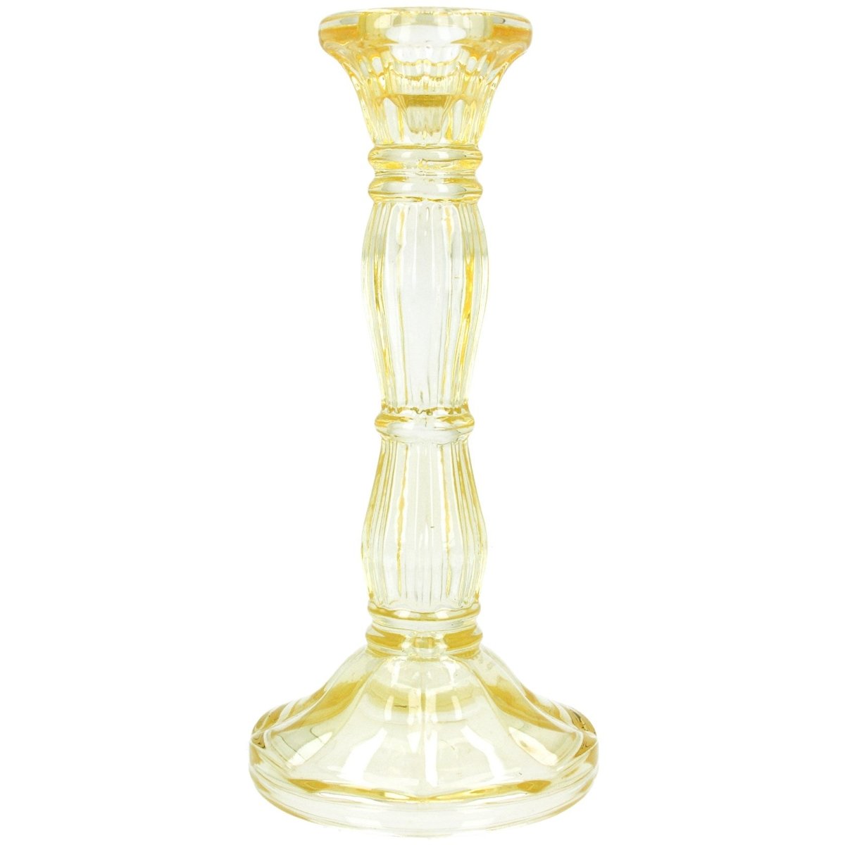 Pastel Yellow Moulded Glass Candlestick - Medium - RUTHERFORD & Co