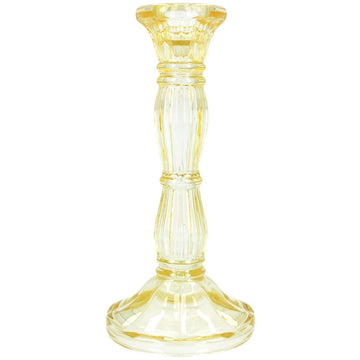 Pastel Yellow Moulded Glass Candlestick - Medium - RUTHERFORD & Co