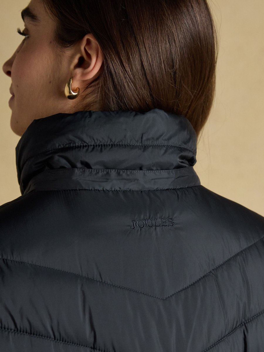 Pembury Navy Showerproof Longline Padded Coat with Hood - RUTHERFORD & Co