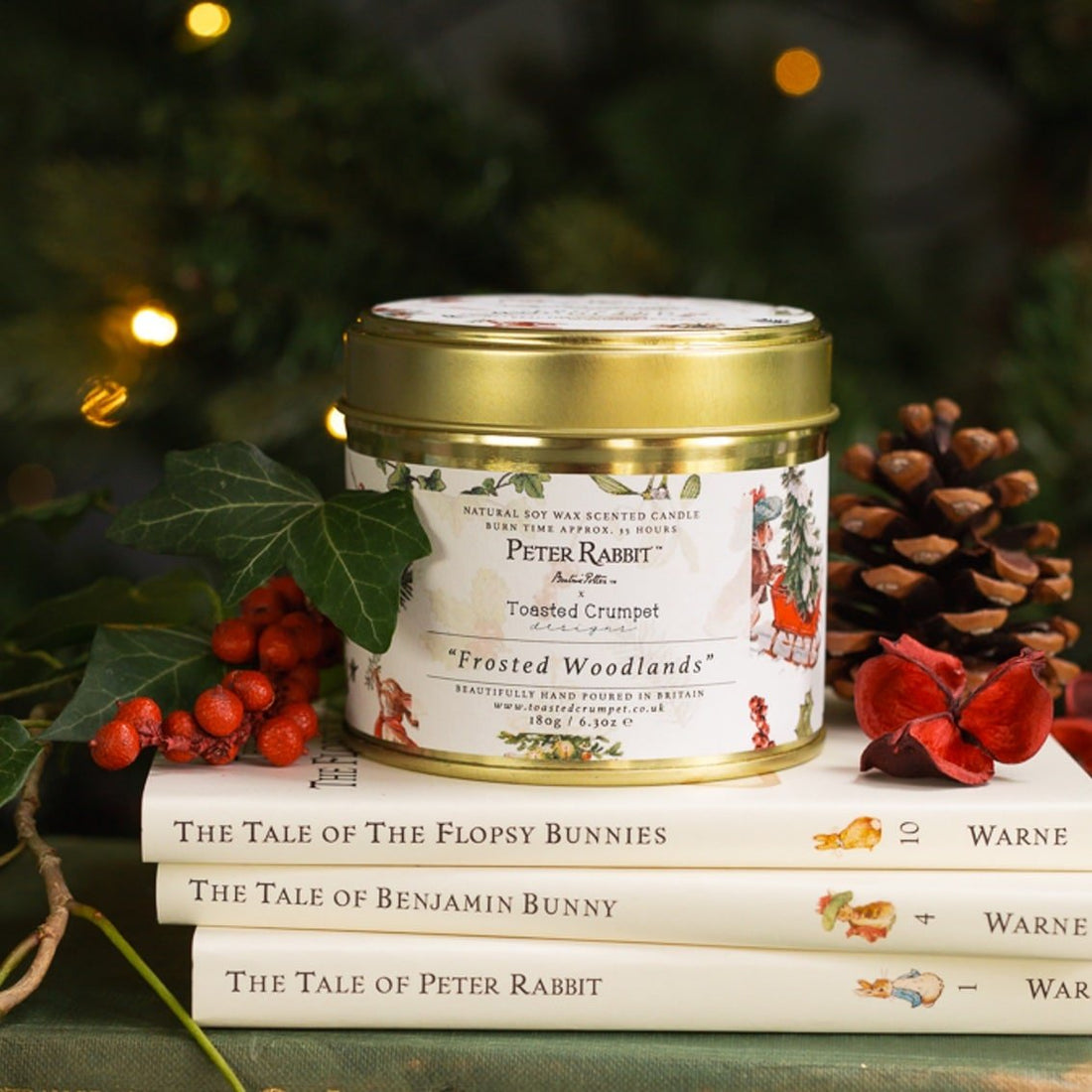 Peter Rabbit & Friends “Frosted Woodlands” Candle in a Matt Gold Tin - RUTHERFORD & Co