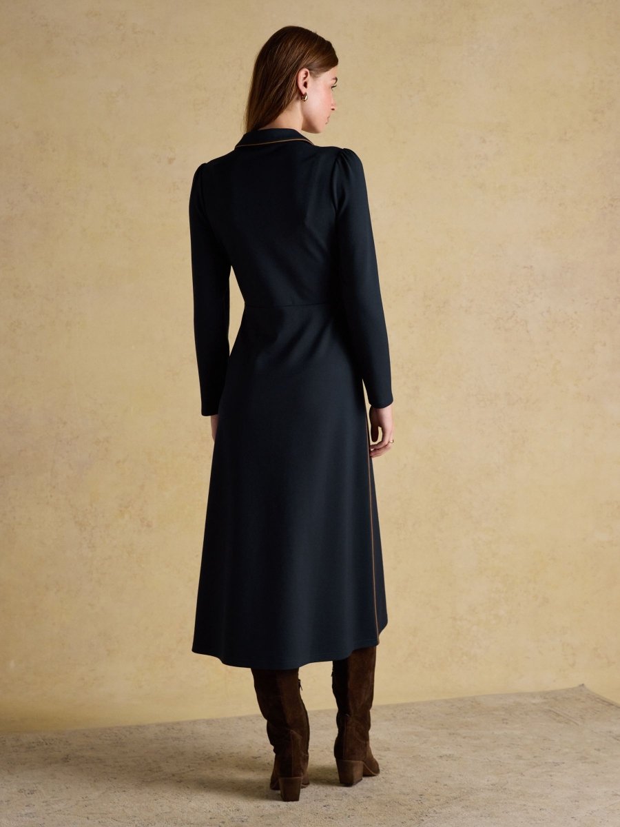 Philipa Navy Ponte Zip Front Dress - RUTHERFORD & Co