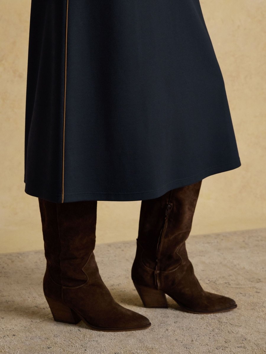 Philipa Navy Ponte Zip Front Dress - RUTHERFORD & Co