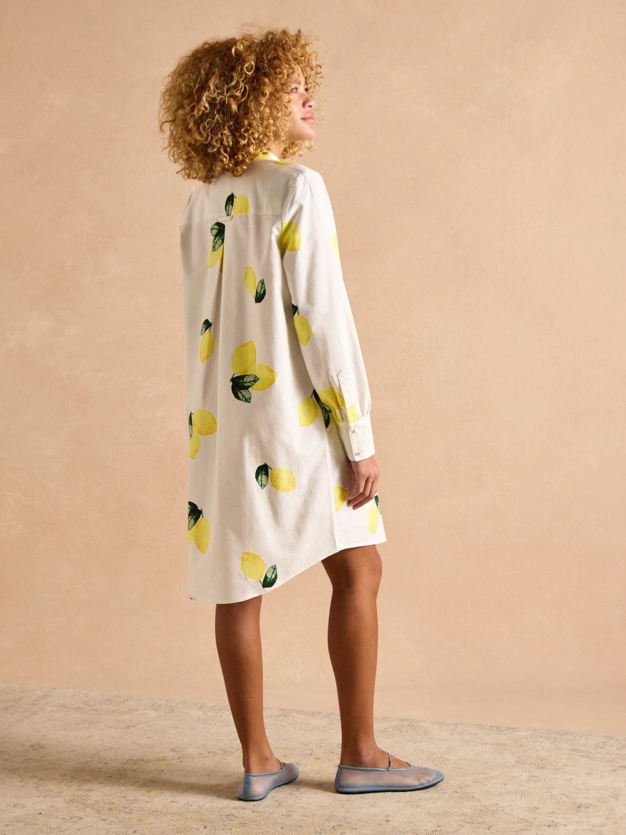 Phoebe Lemon Print Cotton Shirt Dress - RUTHERFORD & Co