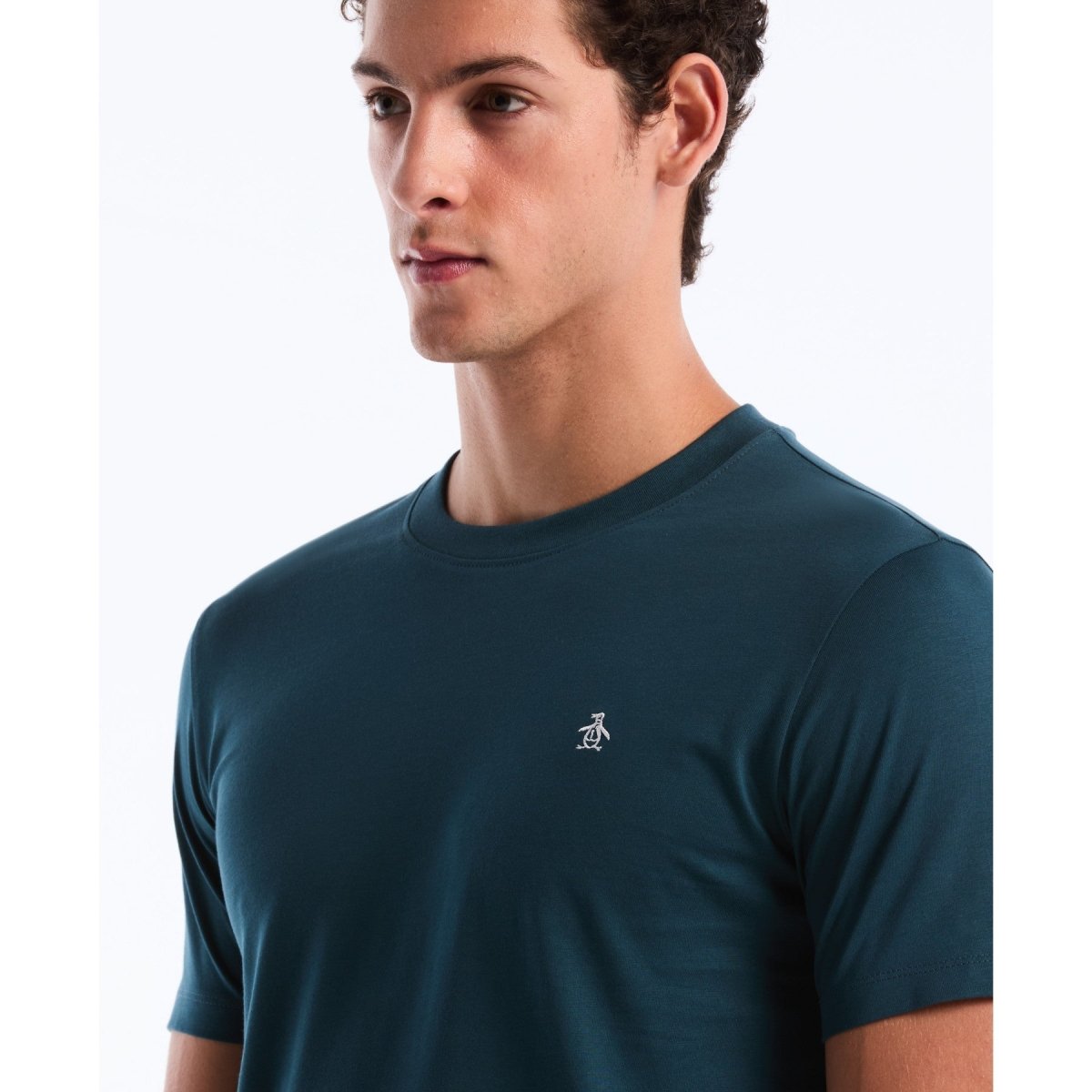 Pin Point Embroidered Logo T-Shirt In Reflecting Pond - RUTHERFORD & Co