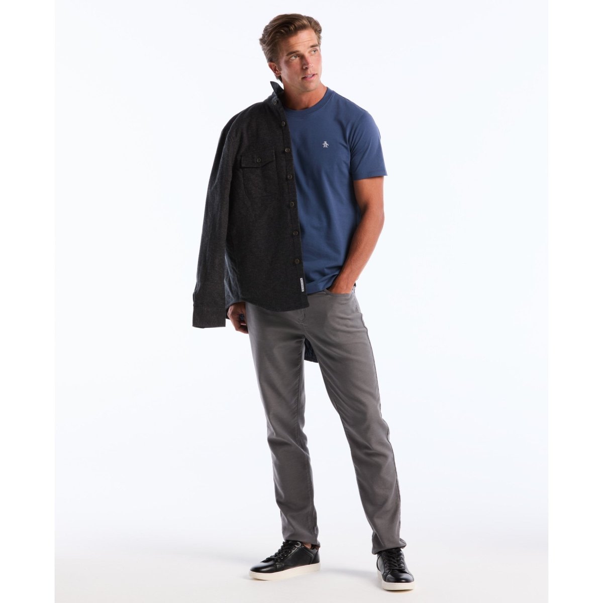 Pin Point Embroidered Logo T-Shirt In Sargasso Sea - RUTHERFORD & Co