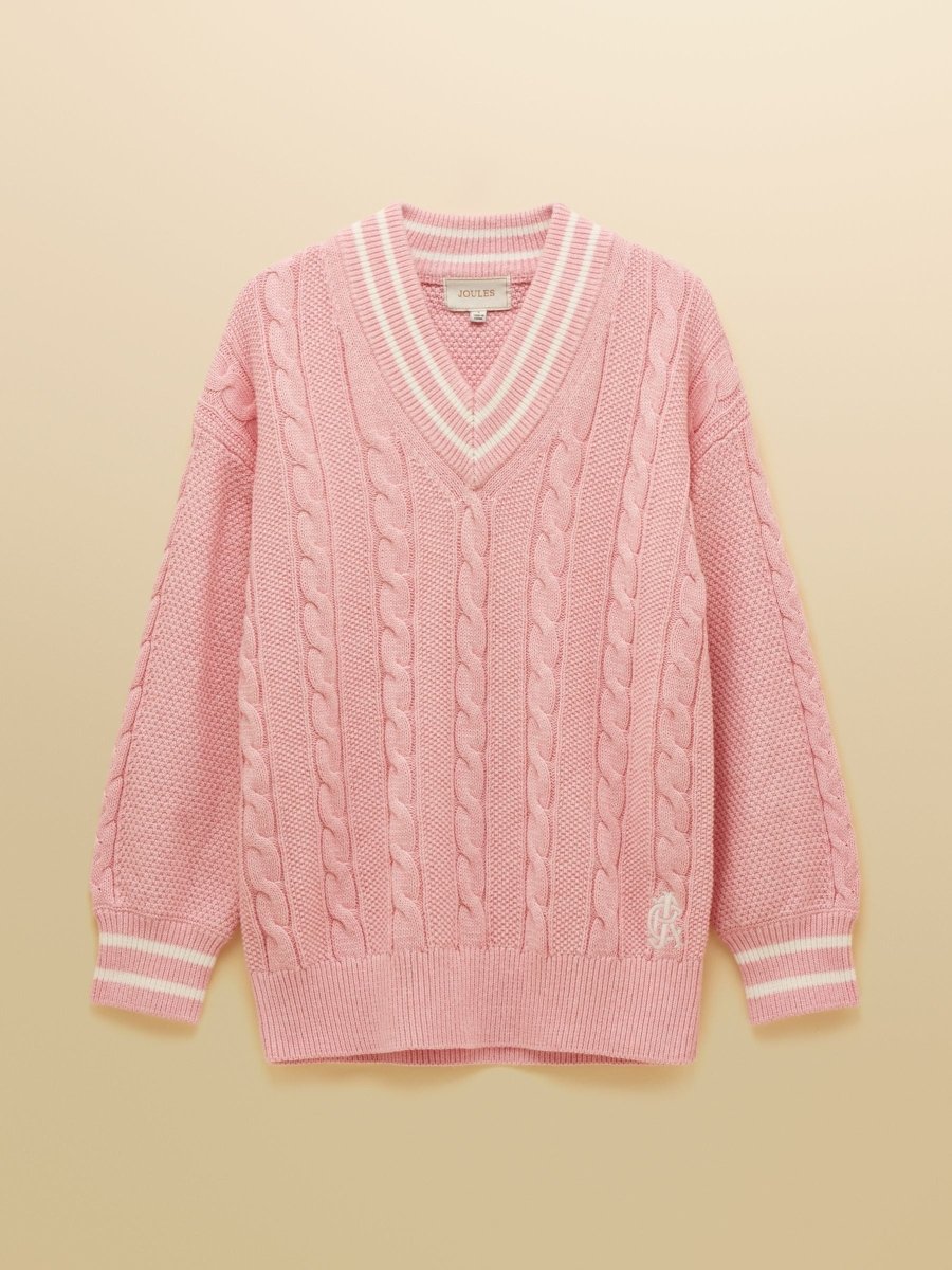 Pink Cable Knit Cricket Cotton Jumper - RUTHERFORD & Co