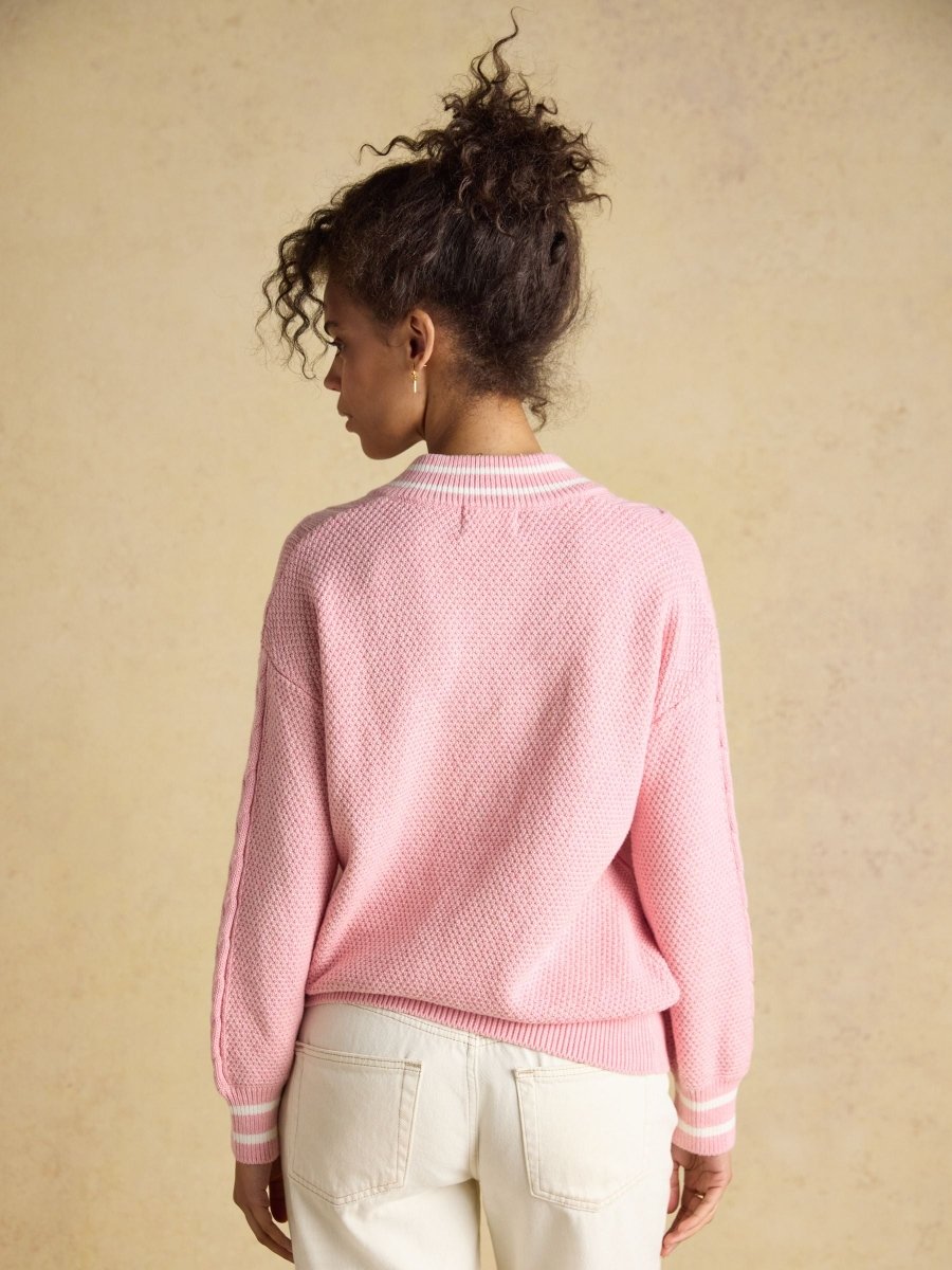 Pink Cable Knit Cricket Cotton Jumper - RUTHERFORD & Co