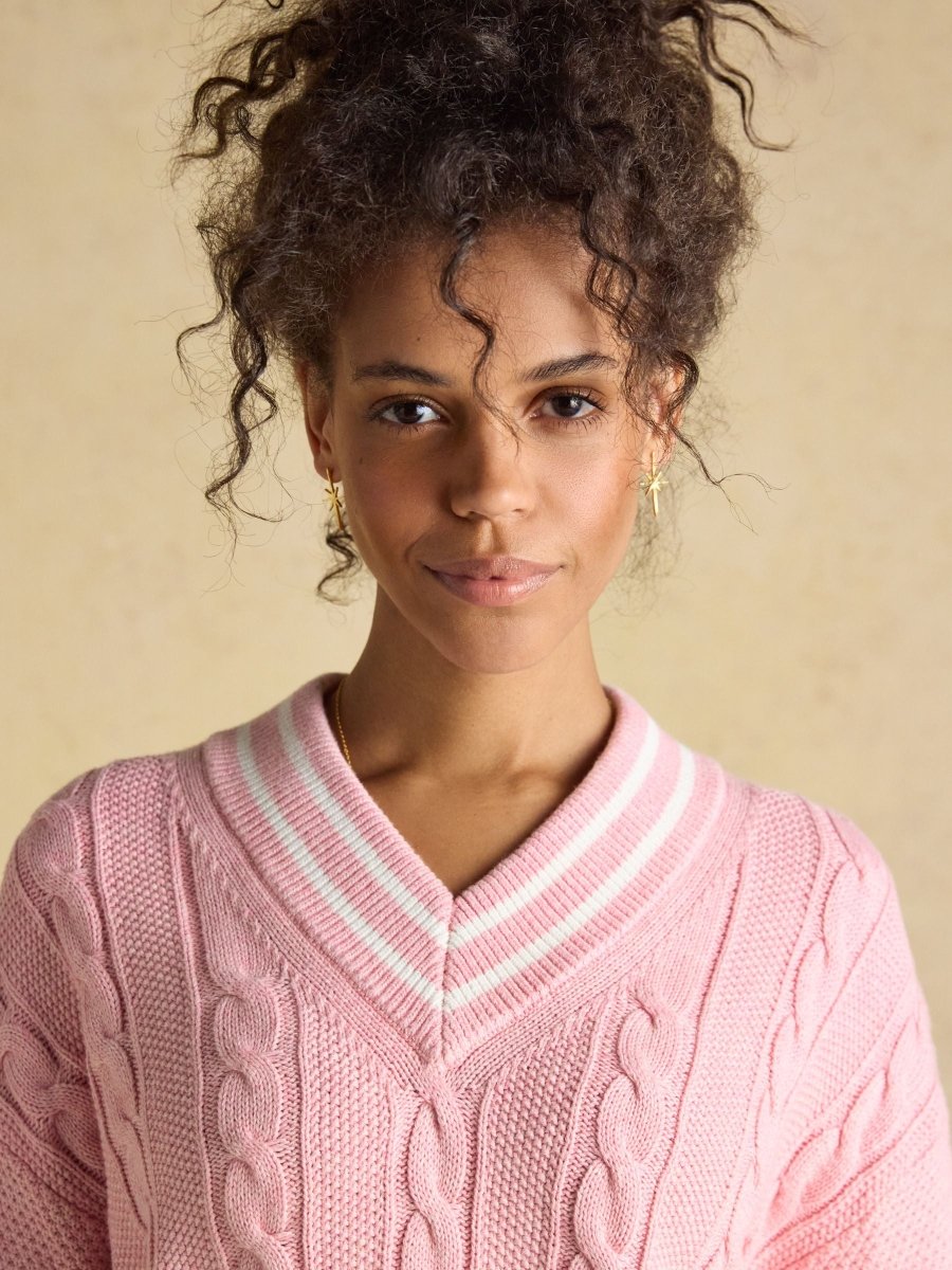 Pink Cable Knit Cricket Cotton Jumper - RUTHERFORD & Co