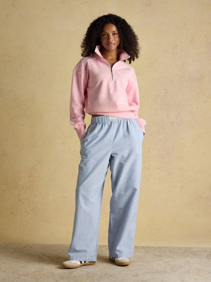 Pink Embroidered Quarter Zip Sweatshirt - RUTHERFORD & Co
