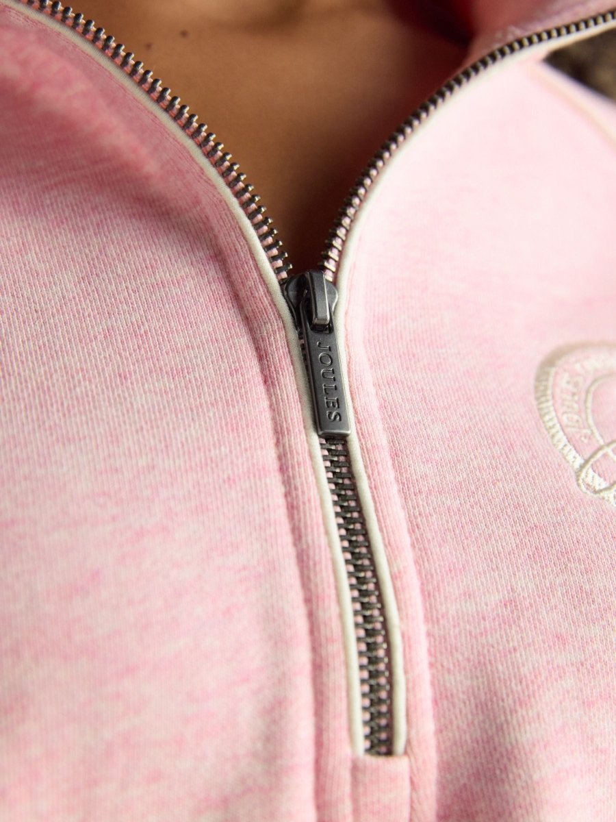 Pink Embroidered Quarter Zip Sweatshirt - RUTHERFORD & Co