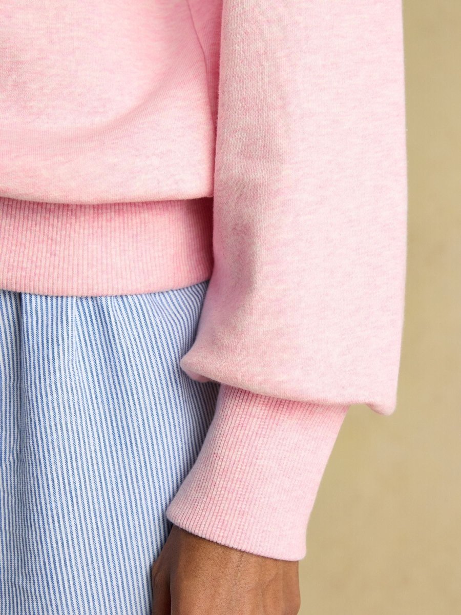 Pink Embroidered Quarter Zip Sweatshirt - RUTHERFORD & Co