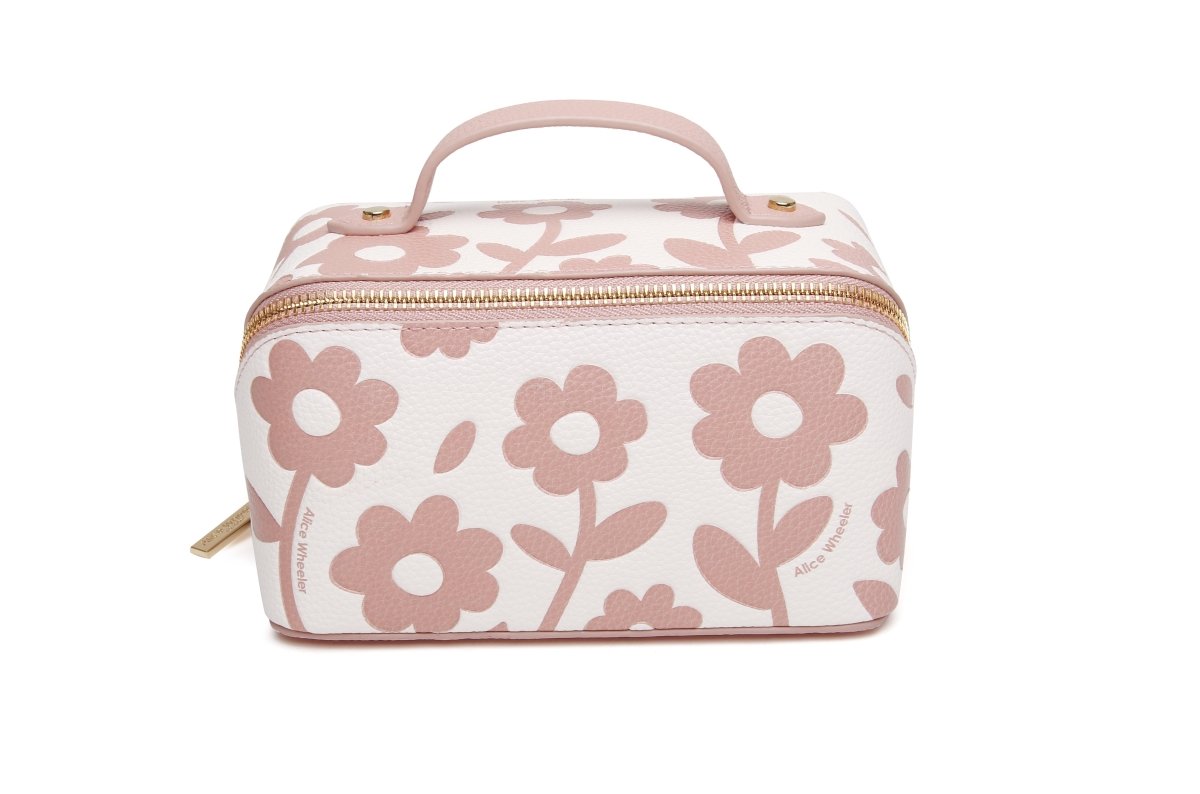 Pink Floral Mini Train Case - RUTHERFORD & Co