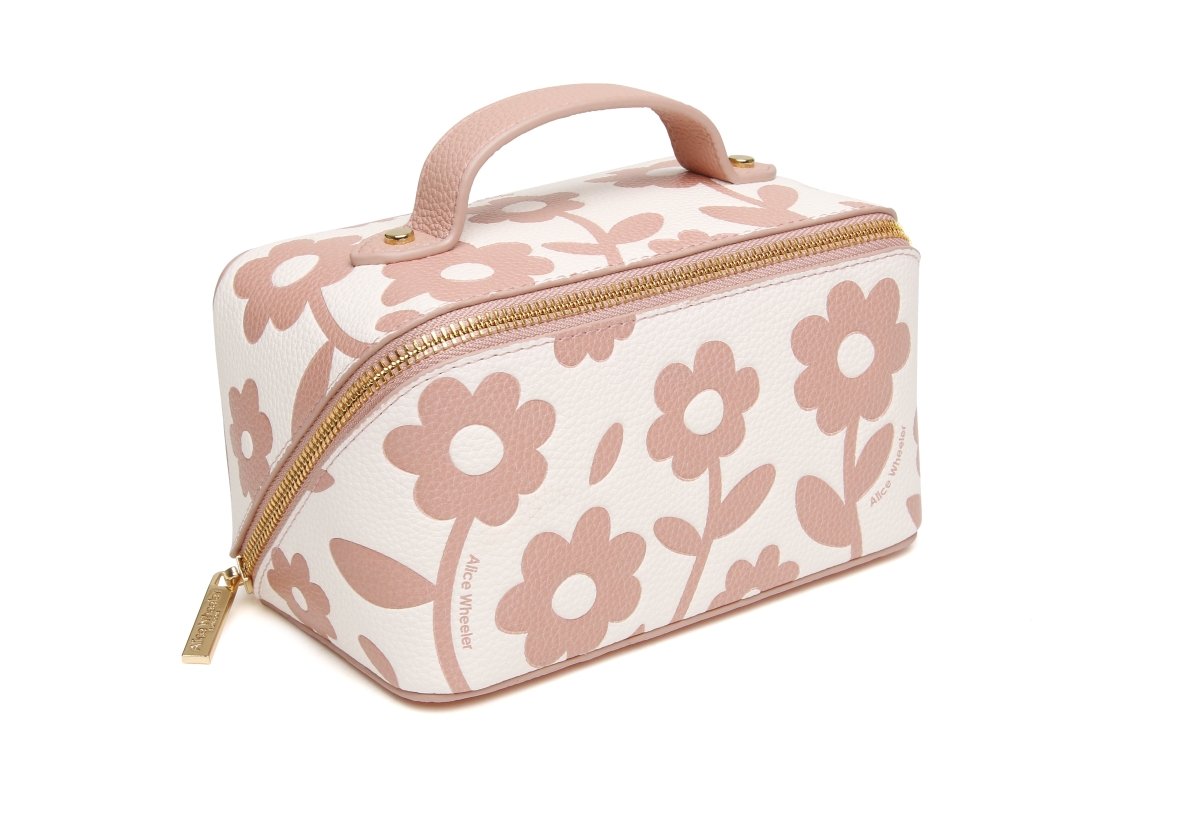 Pink Floral Mini Train Case - RUTHERFORD & Co