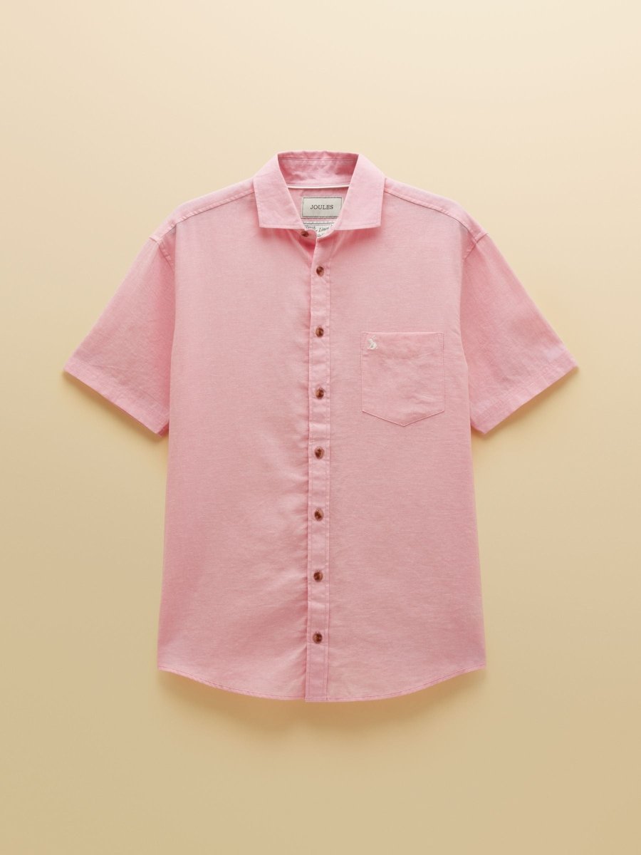 Pink Linen Blend Short Sleeve Shirt - RUTHERFORD & Co