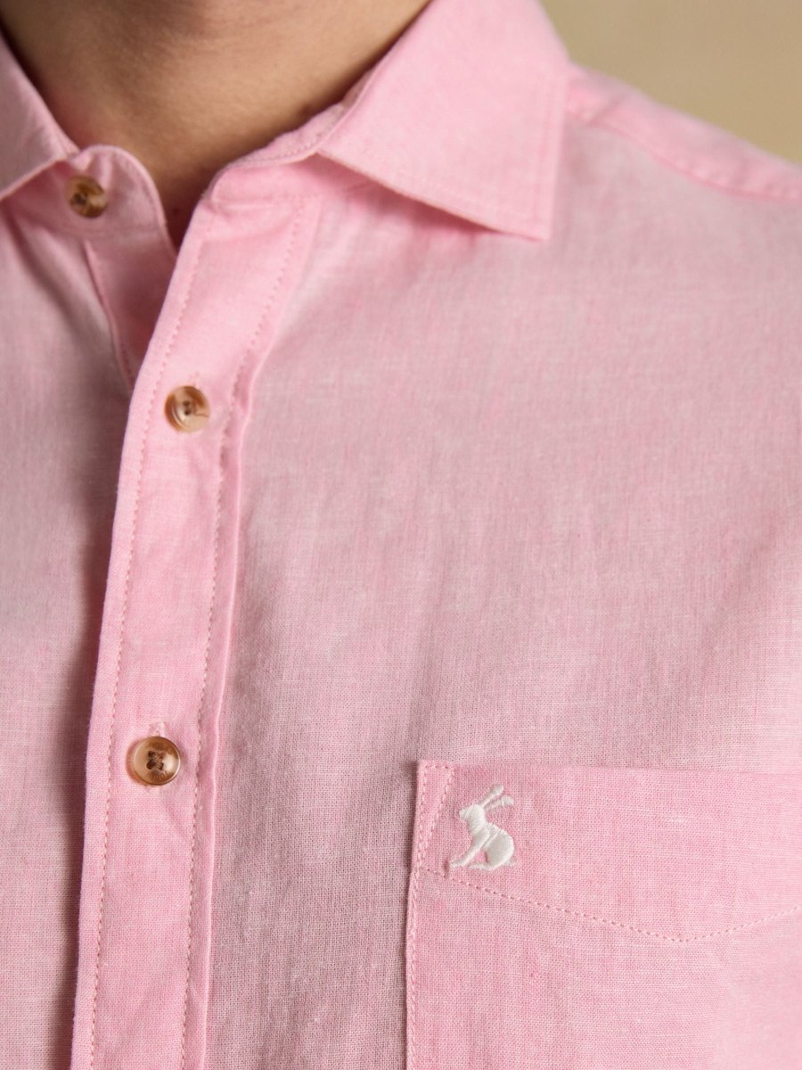 Pink Linen Blend Short Sleeve Shirt - RUTHERFORD & Co