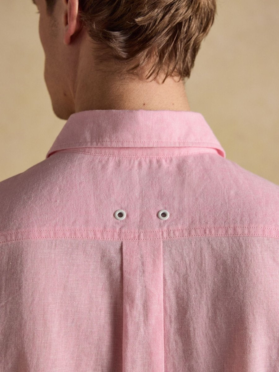 Pink Linen Blend Short Sleeve Shirt - RUTHERFORD & Co
