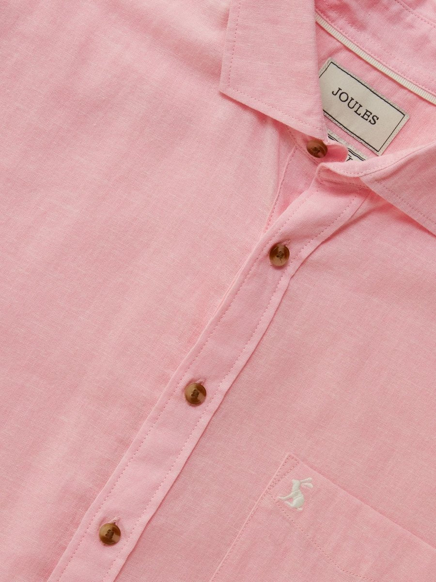 Pink Linen Blend Short Sleeve Shirt - RUTHERFORD & Co