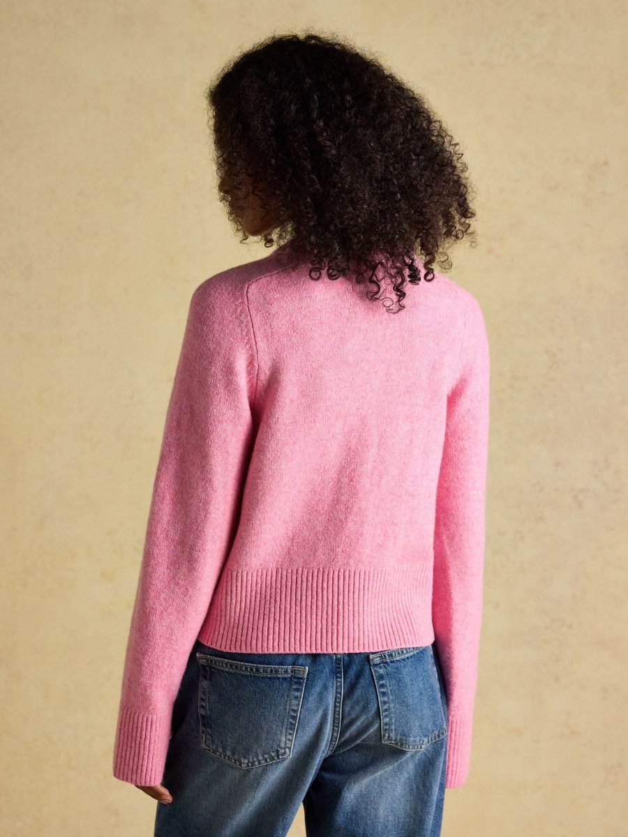 Pink Relaxed Knitted Button Up Cardigan - RUTHERFORD & Co