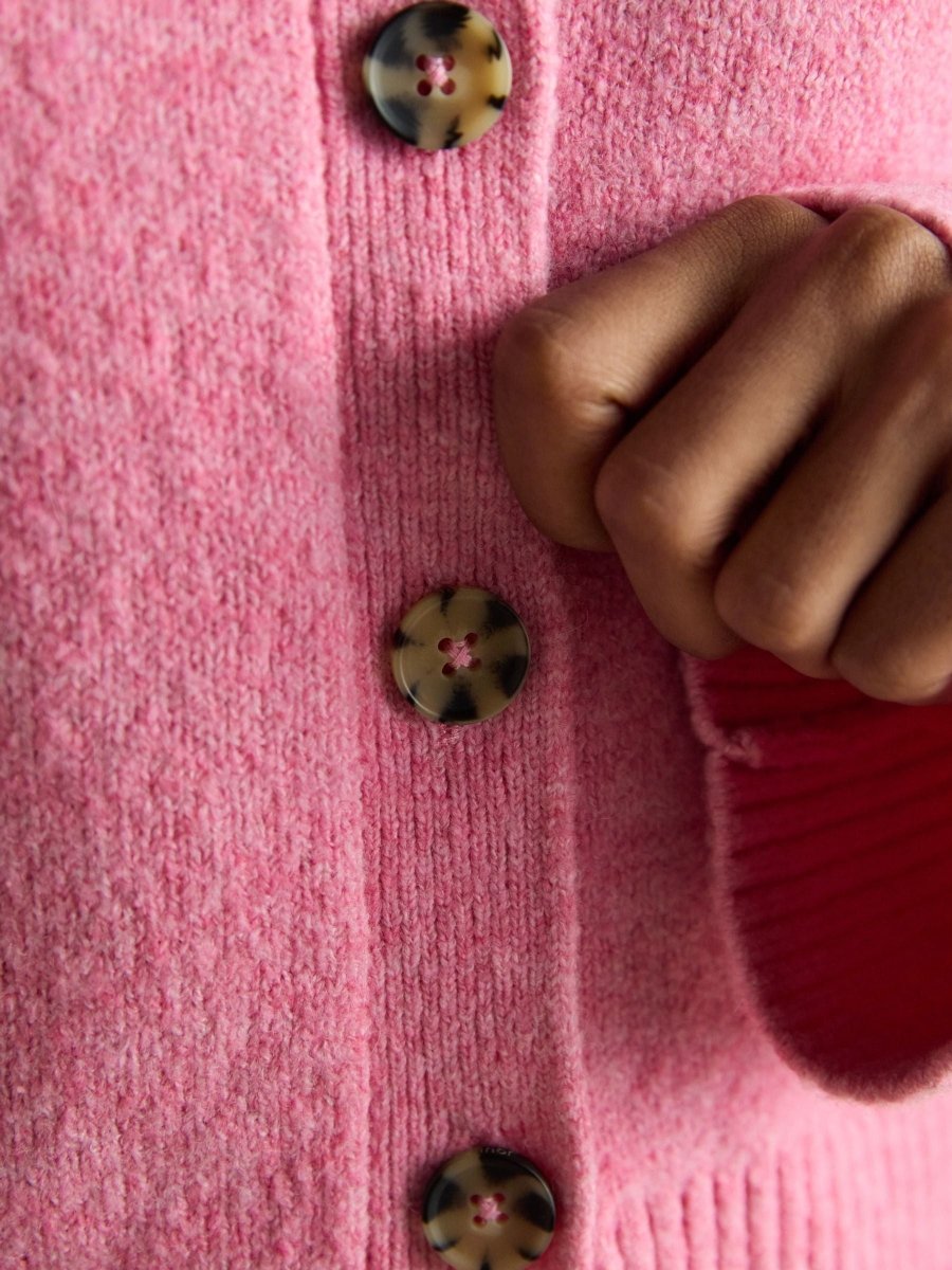 Pink Relaxed Knitted Button Up Cardigan - RUTHERFORD & Co