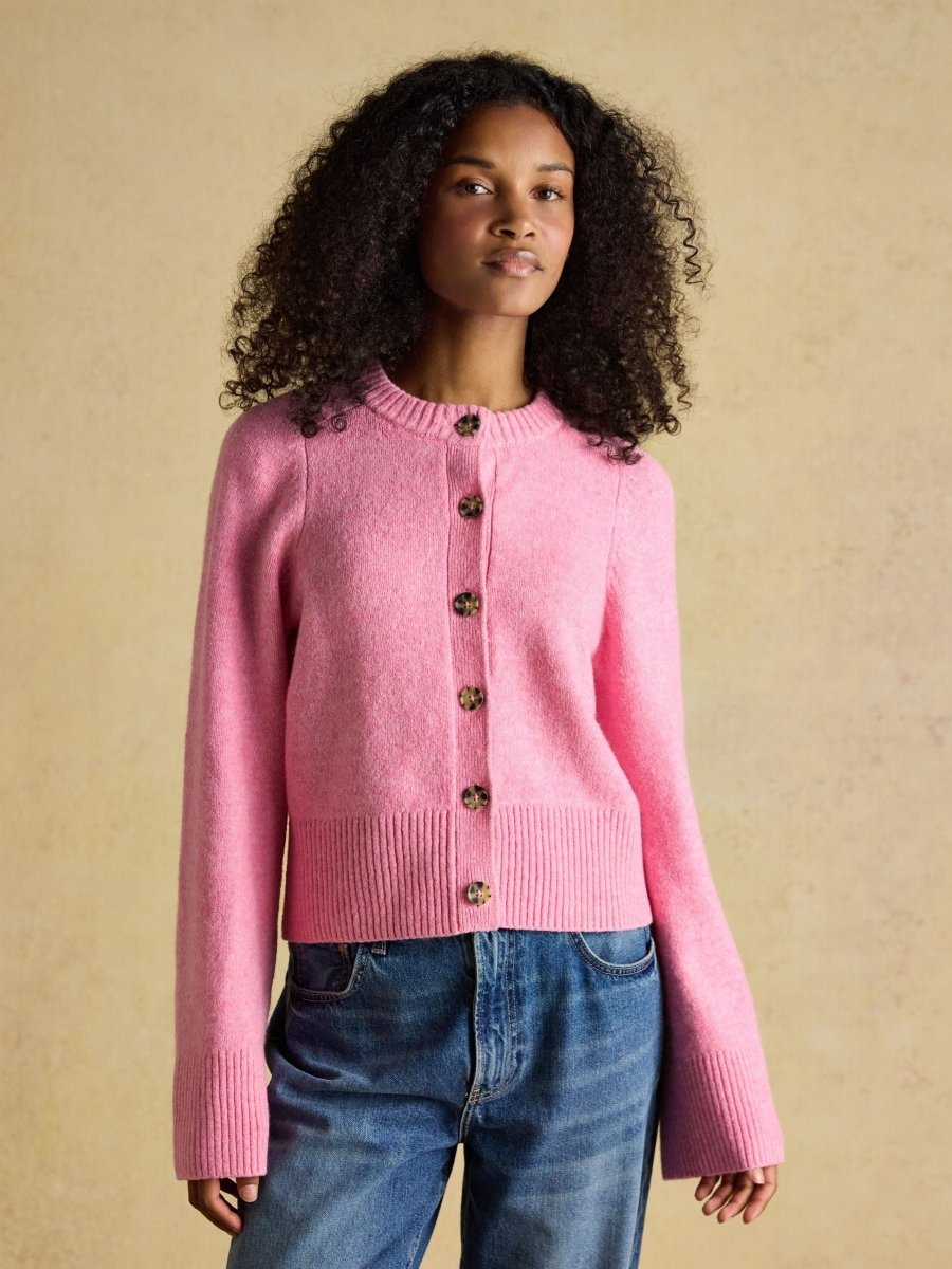 Pink Relaxed Knitted Button Up Cardigan - RUTHERFORD & Co
