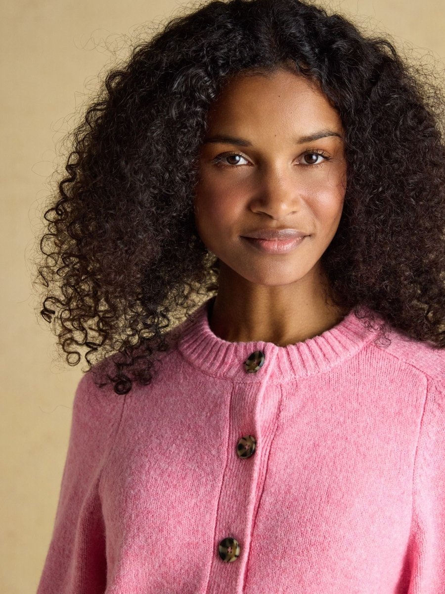 Pink Relaxed Knitted Button Up Cardigan - RUTHERFORD & Co