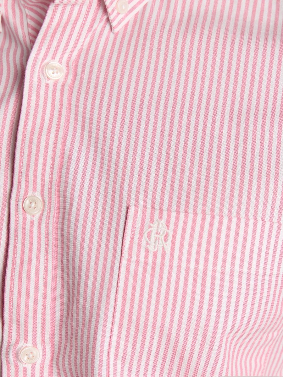 Pink & White Striped Classic Fit Oxford Shirt - RUTHERFORD & Co