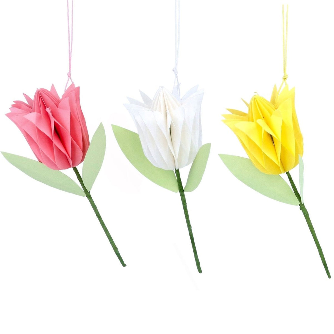 Pink - White - Yellow Honeycomb Paper Tulip Decoration - RUTHERFORD & Co