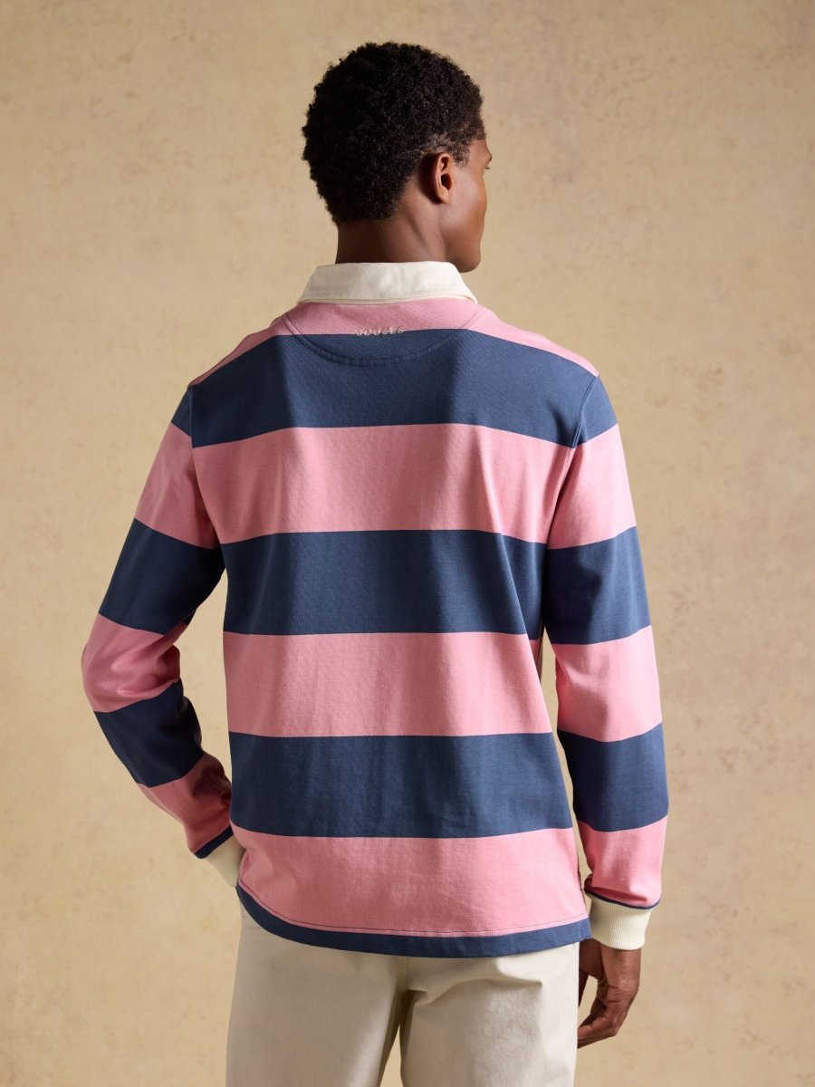 Pink/Blue Striped Long Sleeve Rugby Shirt - RUTHERFORD & Co