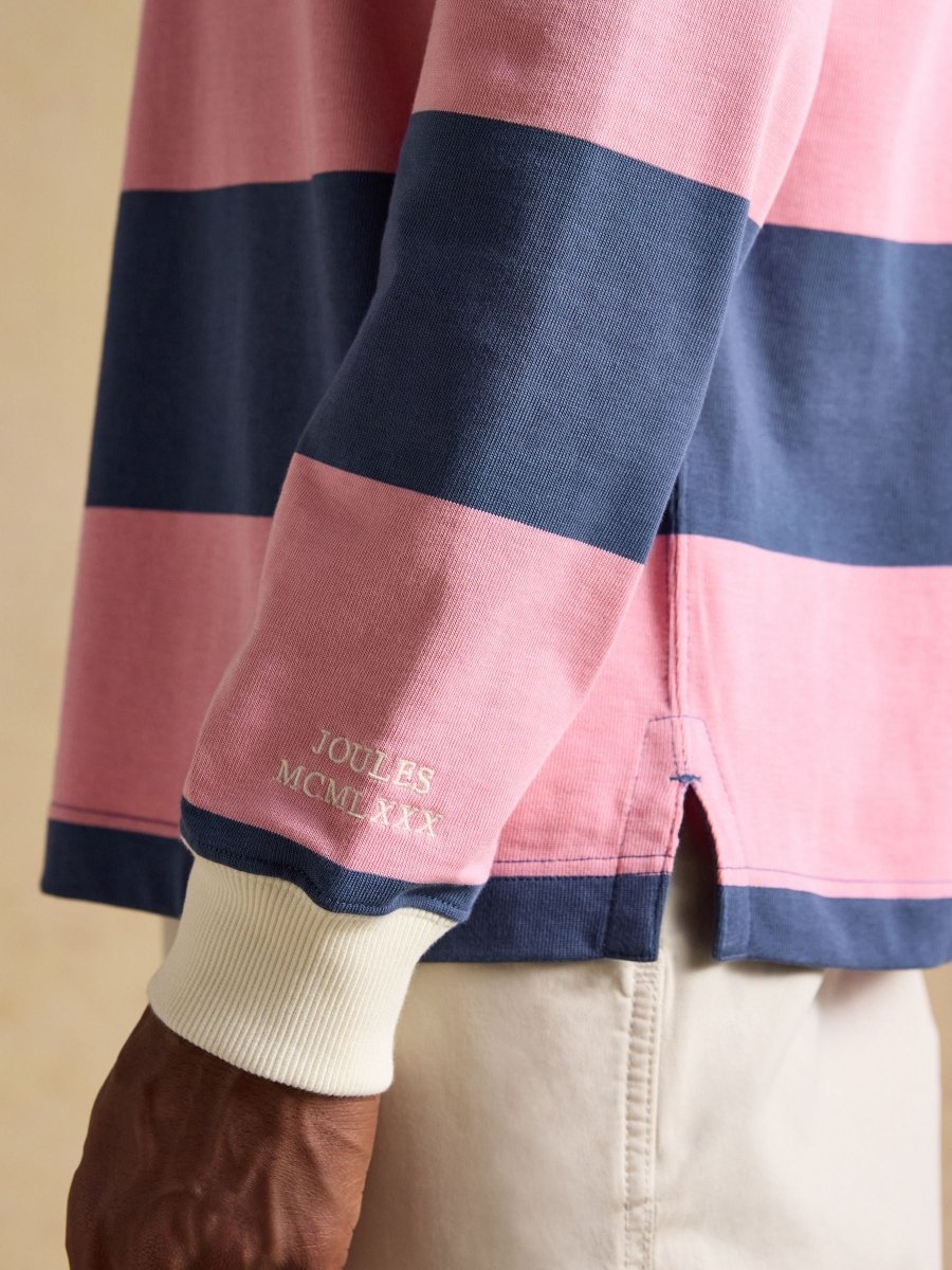 Pink/Blue Striped Long Sleeve Rugby Shirt - RUTHERFORD & Co