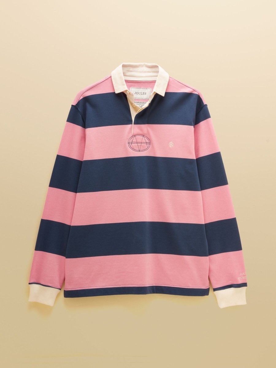 Pink/Blue Striped Long Sleeve Rugby Shirt - RUTHERFORD & Co
