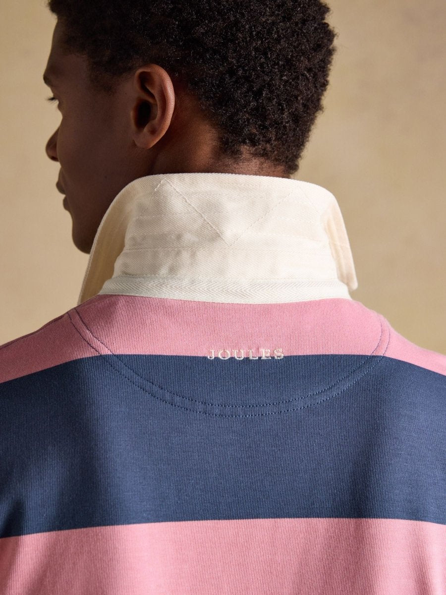 Pink/Blue Striped Long Sleeve Rugby Shirt - RUTHERFORD & Co